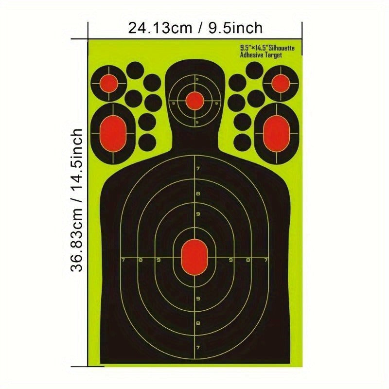 Splatter Shooting Targets Human Silhouette 20 Pack | High-Visibility Shot Placement Feedback | Reactive Glow Fluorescent Paper Range Targets for Pistol, Rifle - product image 7
