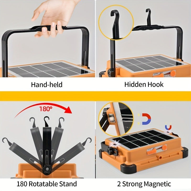 2000 Lumen Rechargeable Camping Light, Adjustable Brightness, Solar & USB-C Dual Charging, Waterproof Portable Hanging Lamp for Camping, Hiking, Garage & Emergency, 10 Pack – Solar LED Work Light with Magnetic Hook