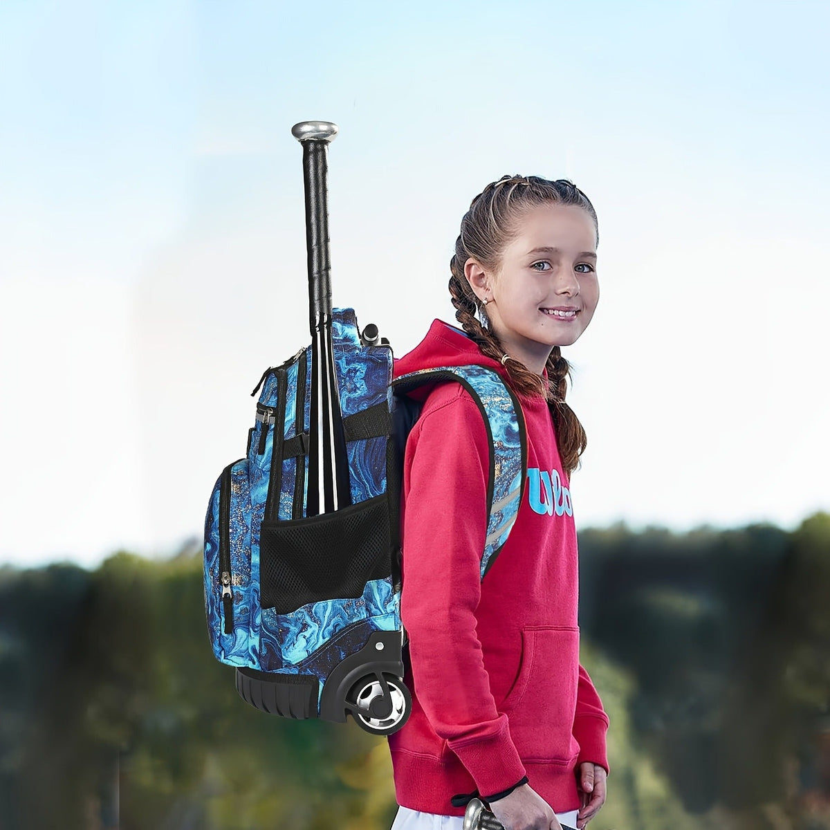 Large Capacity Baseball Softball Soccer Bag Multiple Pockets for Daily Commuting – Wheeled Sports Backpack with Wheels