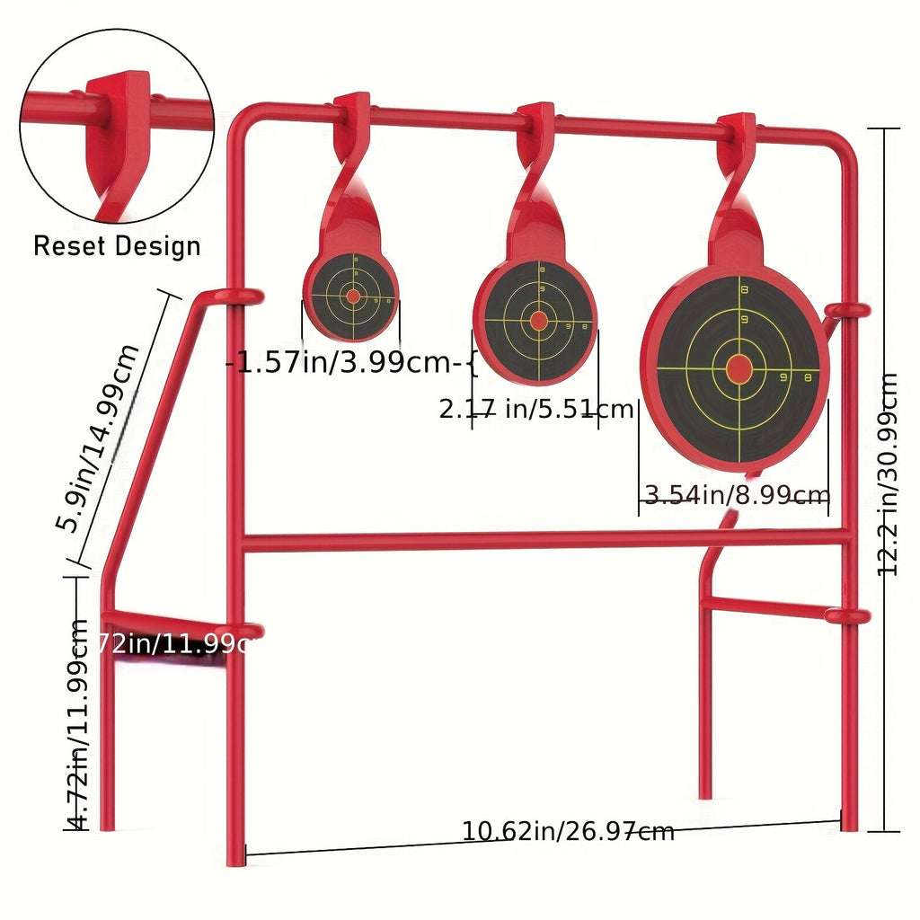.22LR Rimfire Steel, 3 Floating Targets + 15 Bullseye Paper Targets, Foldable & Easy Setup – Triple Spinner Shooting Target