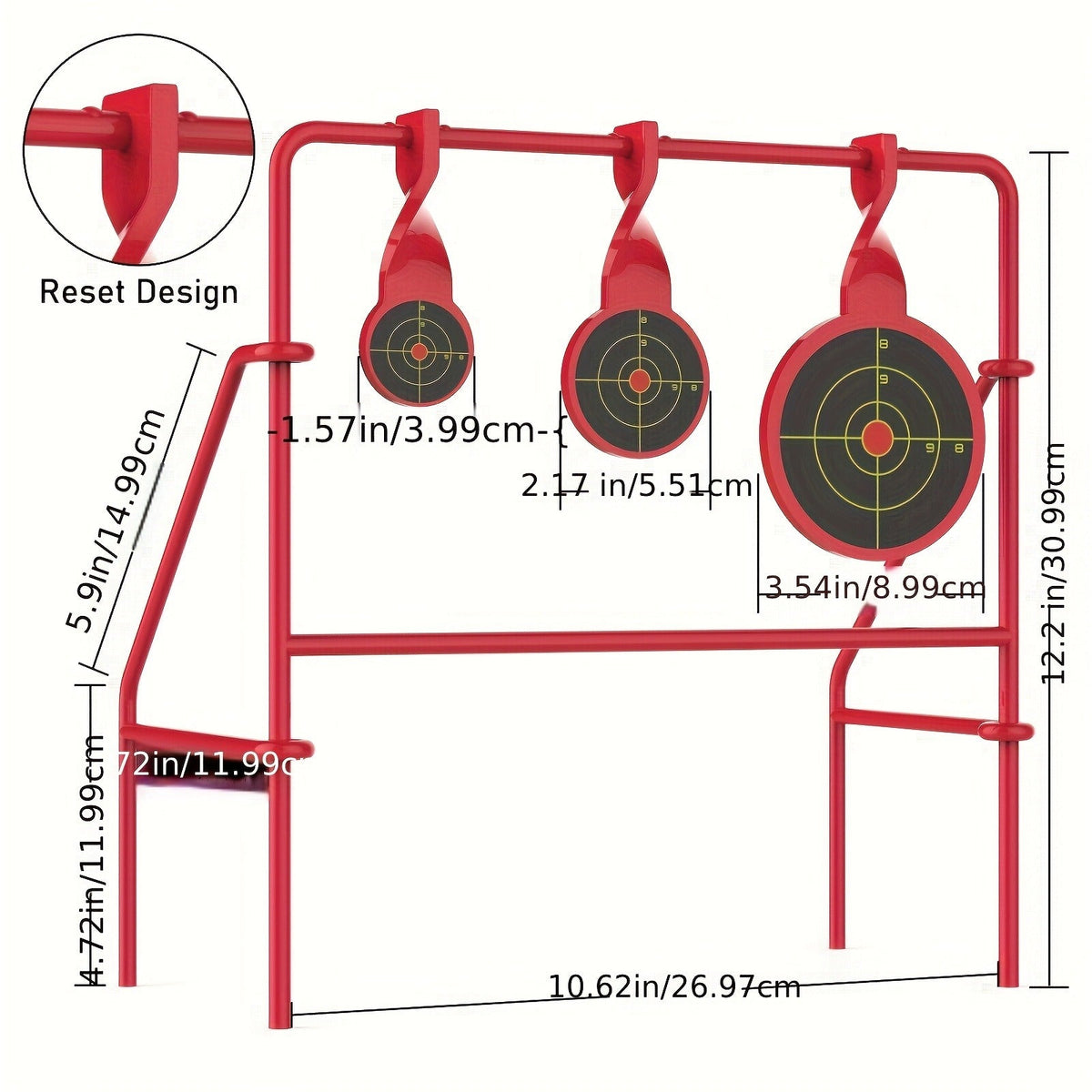 .22LR Rimfire Steel, 3 Floating Targets + 15 Bullseye Paper Targets, Foldable & Easy Setup – Triple Spinner Shooting Target