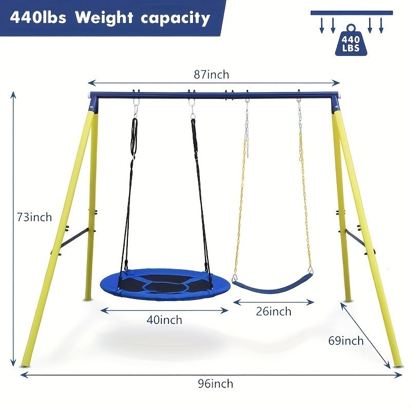 Heavy Duty A-Frame Metal Swing Set for Backyard with 2 Swings Slide Glider Seesaw Disc Seat Outdoor Playset for Kids Toddlers Backyard Play Structure - product image 7