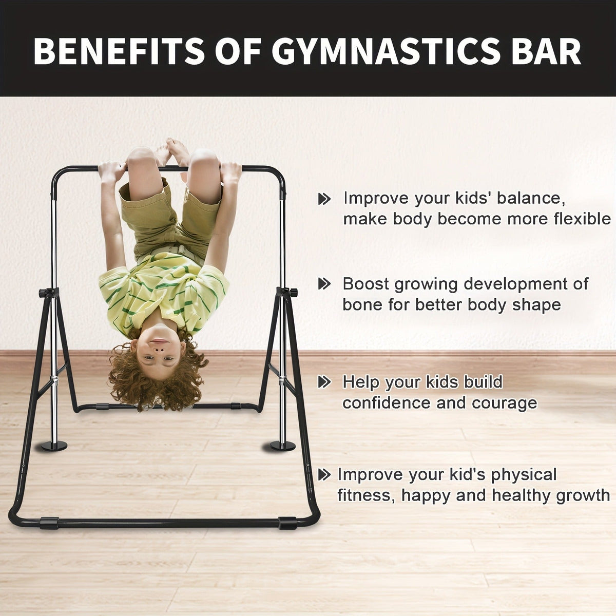 Height Adjustable Horizontal Bar for Indoor Outdoor Home Use, Strength Training & Fitness Exercise Equipment, Green & Yellow – Adjustable Gymnastics Pull-Up - product image 8
