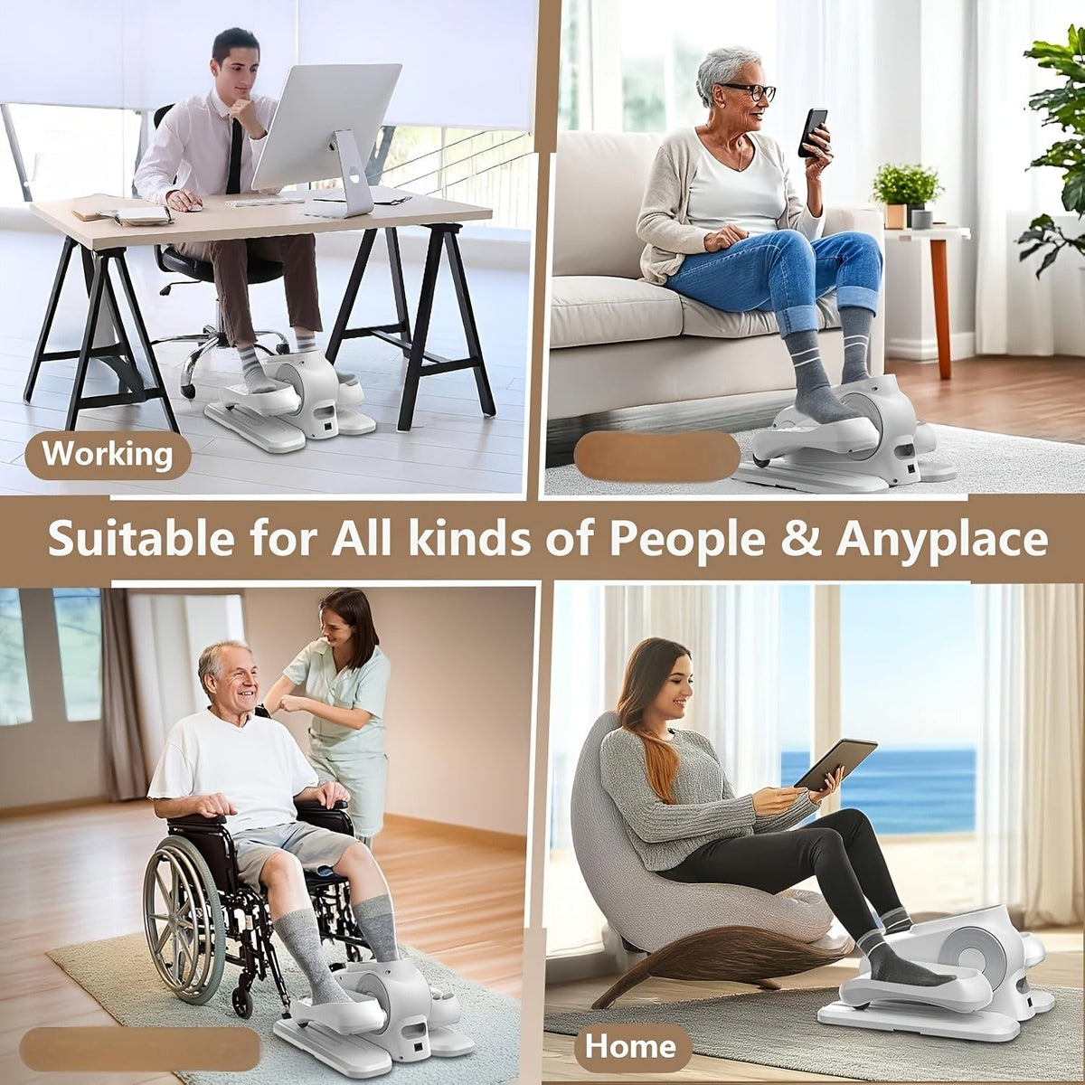 Under Desk Elliptical Machine | 12-Speed Electric Seated Leg Exerciser, Quiet & Carry-along Foot Pedal Trainer with Remote, for Seniors & Home Office Workouts - product image 6