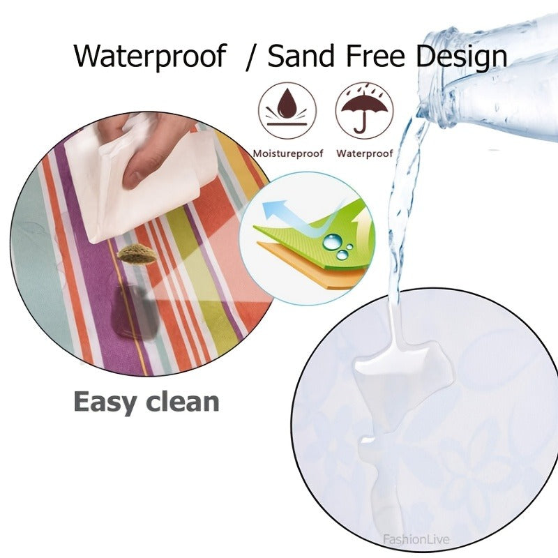 Oversized Portable Beach Mat for Camping, Hiking & Picnic, Lightweight Foldable All-Season Ground Cover, Available in 2 Sizes, Waterproof Base, Family & Couple - product image 8