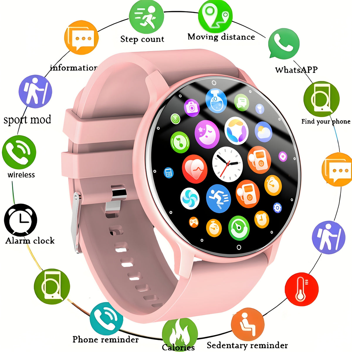 Fitness Tracker Smartwatch for Men & Women | 1.28" Display, Sleep Monitor, Step Counter, Distance Tracker, Running & Gym