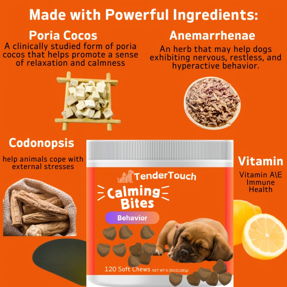 Natural Relaxation & Stress Relief Supplement for Dogs, Emotional Balance Support, Chill-Out Canine Soft Chews for Anxiety, Thunderstorms & Separation, 200g / 7.05oz | Dog Calming Chews 120ct