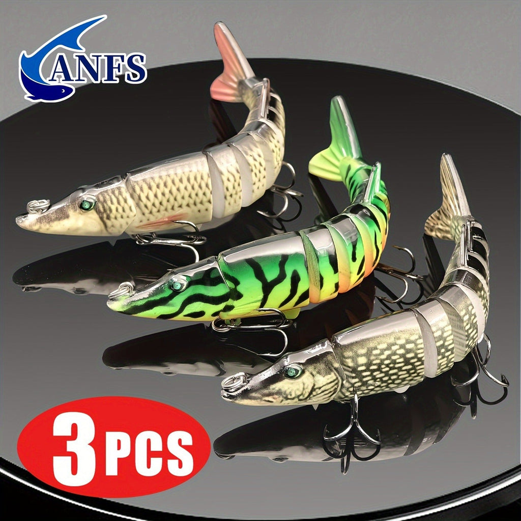 Slow Sinking Lifelike 3D Eyes ABS Body, Pearl Powder Coating, 8-Section Woven Fabric Jointed Lure Kit for Freshwater & Saltwater, 2 Models (FCP2P-392 / - product image