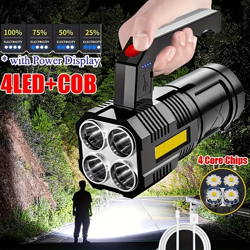 XHP90 Tactical Flashlight 2 Pack 300 Lumen 4 Modes USB Rechargeable 18650 Camping Light with Battery Display 200m Beam - product image 7