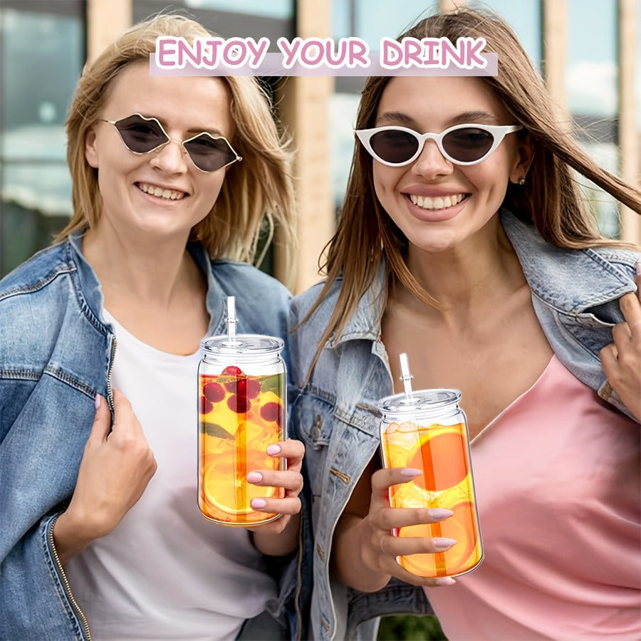16oz Plastic Cups with Lids and Straws Bulk 25pcs Set Clear Flat Bottom Tumbler Single or Double Wall for Iced Coffee Boba Water Juice Party Favors Christmas Gifts for Kitchen & Dining