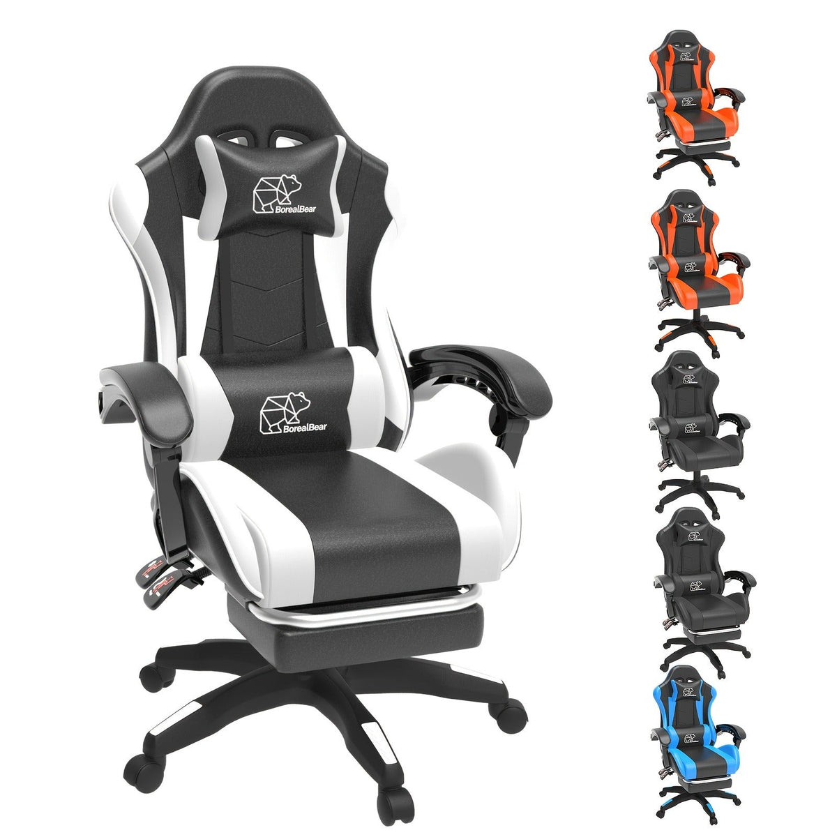Ergonomic Reclining Computer Chair 360° Swivel Adjustable Height – Gaming Chair with Footrest & Lumbar Support