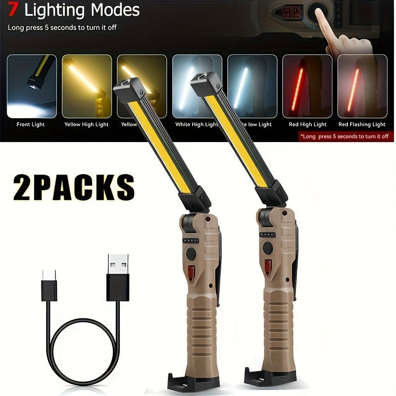 10 Pack – COB LED Work Light, 1000 Lumen Rechargeable Portable Hanging Camp Lamp with Built-In Battery, 200M Range for Camping, Yard, Party & Vehicle Maintenance