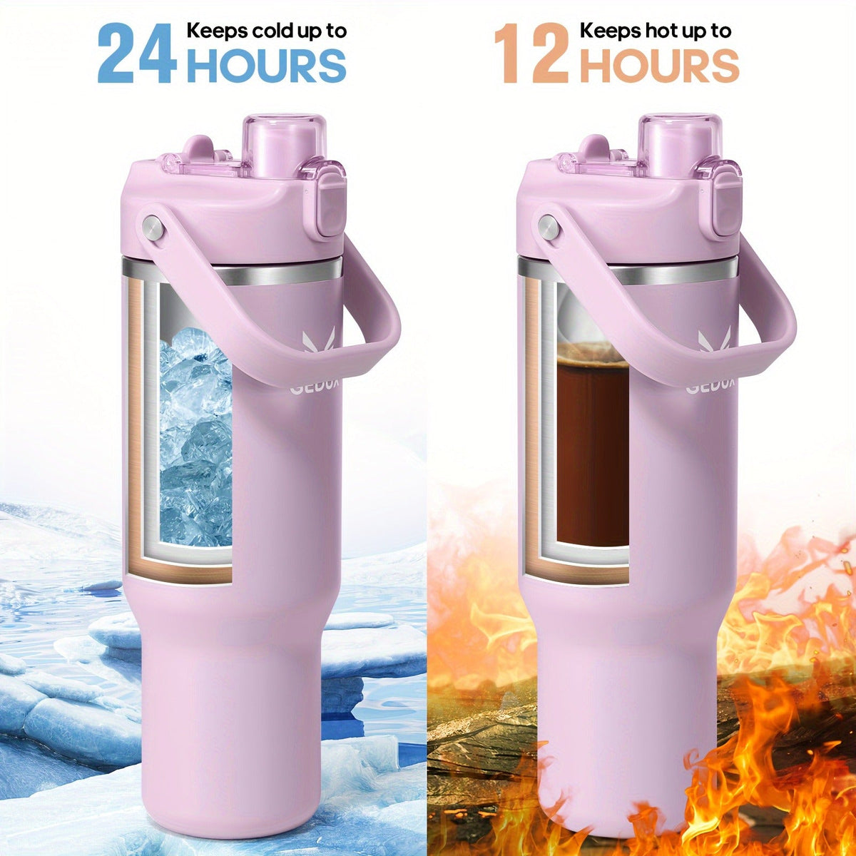 Stainless Steel Tumbler with Handle and Straw Vacuum Insulated Water Bottle 2-in-1 Lid Chug Lid Straw Lid Silicone Boot Matte Finish Gift for Women Men Christmas for Home Cooking
