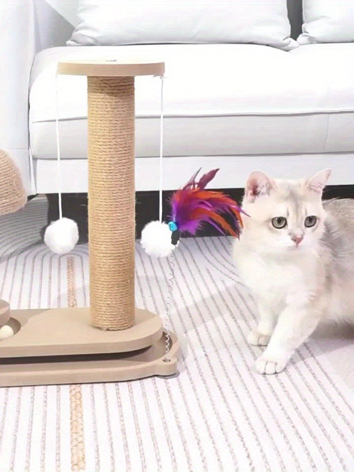 Cat Tree Solid Wood Space-saving Vertical Cat Climbing Structure with Sisal Scratching Post & Integrated Scratch Board | Self-Play Cat Tower for Indoor Cats - product image 6