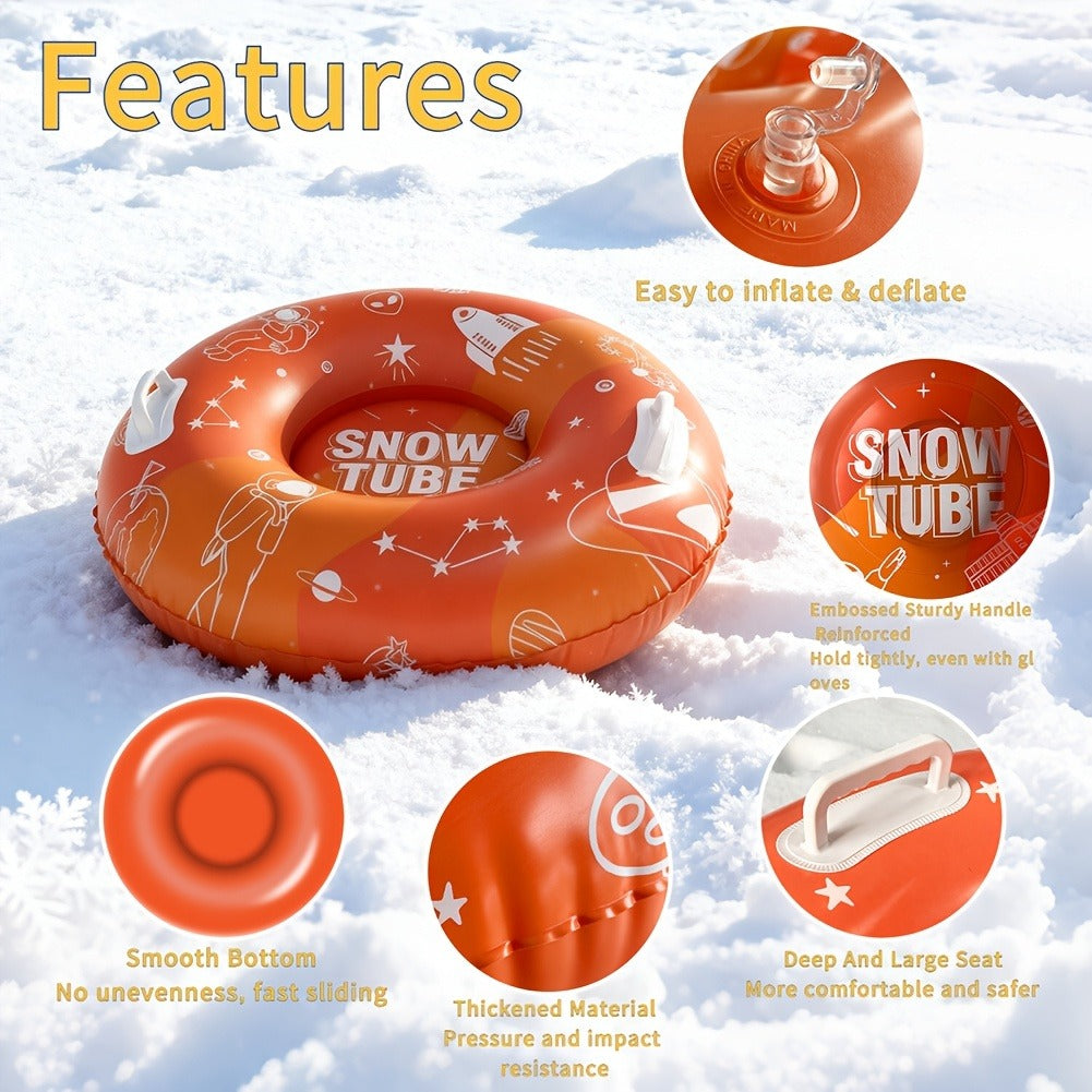 Extra-Large PVC Snow Sleds with 2 Dual Handles, Rugged Inflatable Snow Tubes for Hill Sledding, Ski Resort & Outdoor Winter Snow Sports – Snow Tubes for Adults 36 Inch 3-Pack