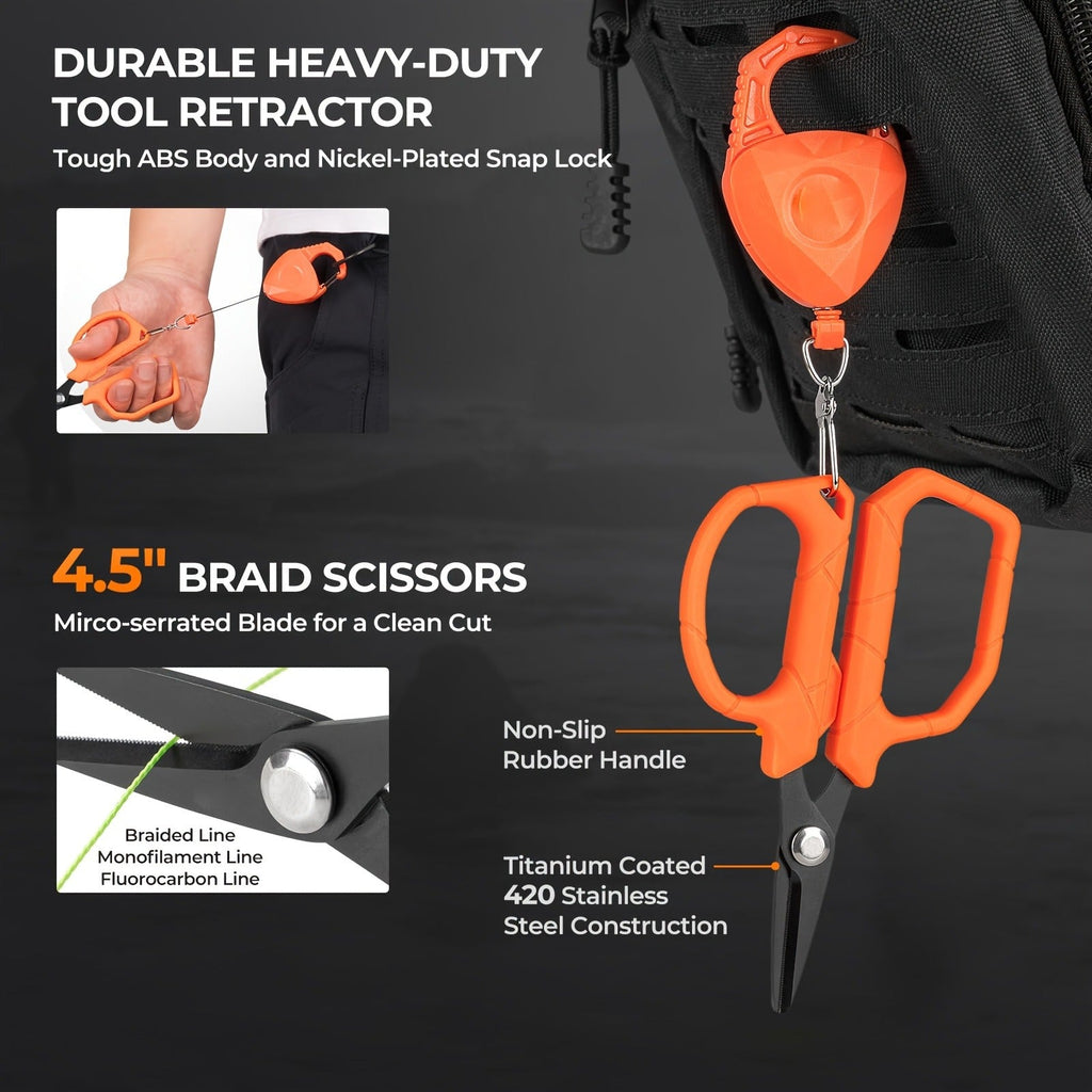 Fishing Tool Kit 6-Piece Corrosion Resistant Pliers Fillet Knife Fish Lip Gripper Braid Scissors Tool Retractor with Lanyard Fishing Gifts for Men for Patio - product image 5