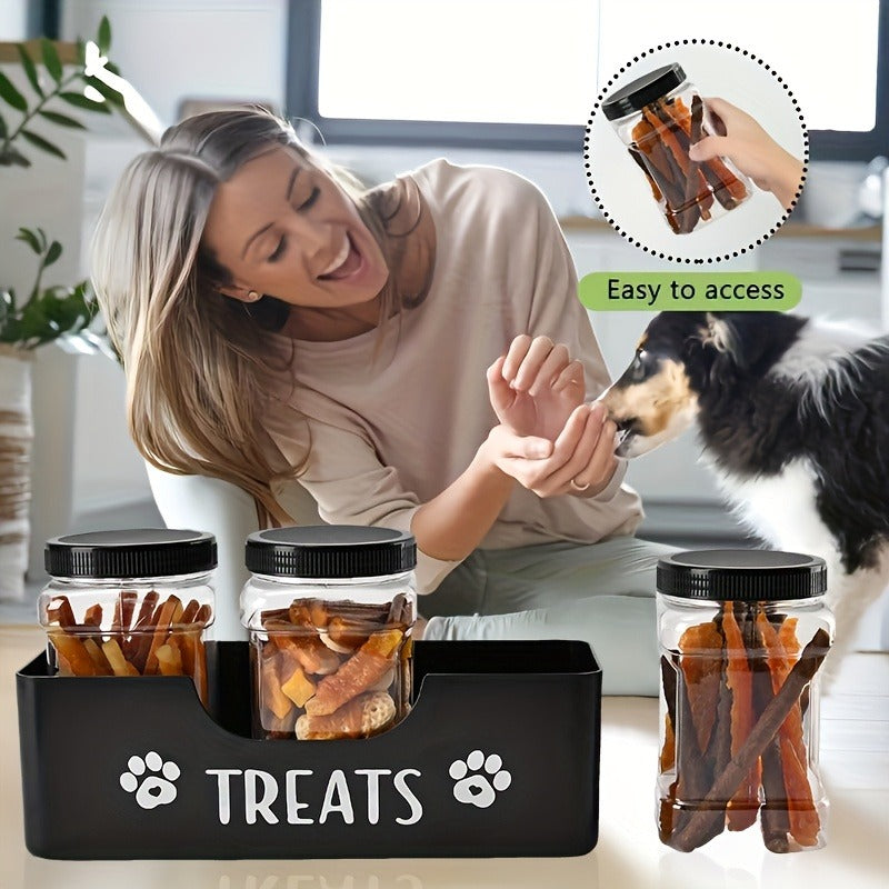 Airtight Pet Food Storage Container Set – 3pcs Plastic Jars with Lids, Farmhouse Style Snack Box for Dogs & Cats, Sturdy BPA-Free Treat Organizer, Kitchen - product image