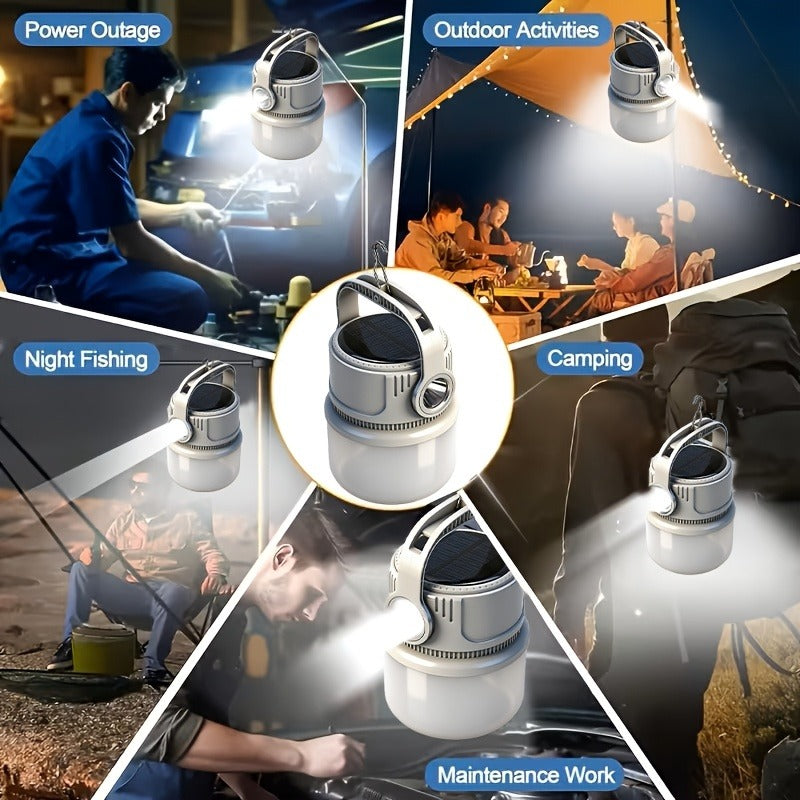 6 Modes, USB-C Rechargeable, 300LM, IPX4 Waterproof, Emergency Power Bank, Carry-along Tent Light for Camping, Hiking & Power Outages | Solar LED Camping Light - product image 10