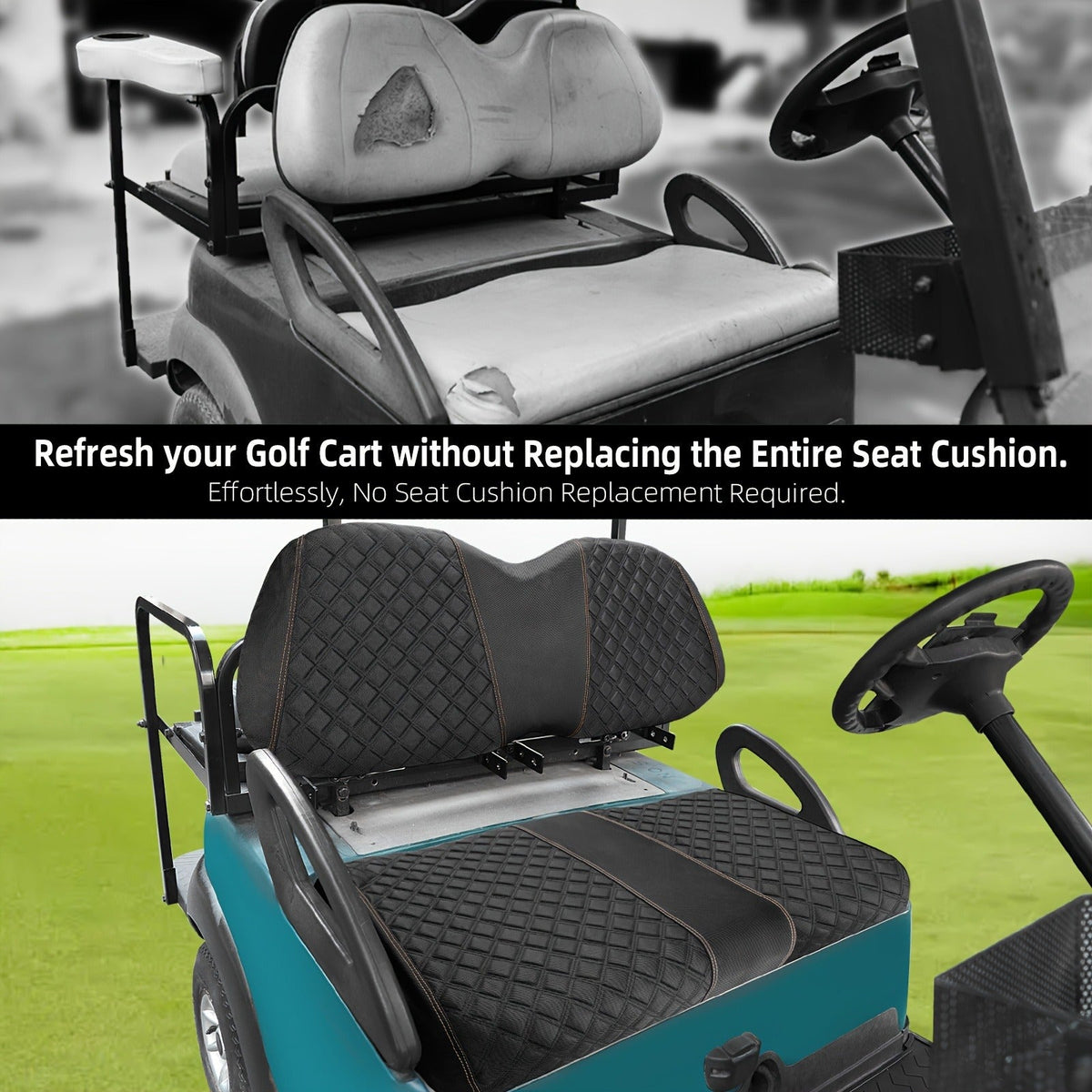 Golf Cart Seat Covers for Club Car Precedent Front Seat 1680D Oxford Cloth No Drilling Required Breathable Washable Air Dry Soft Protective Seat Kit for Home Repair & Workshop