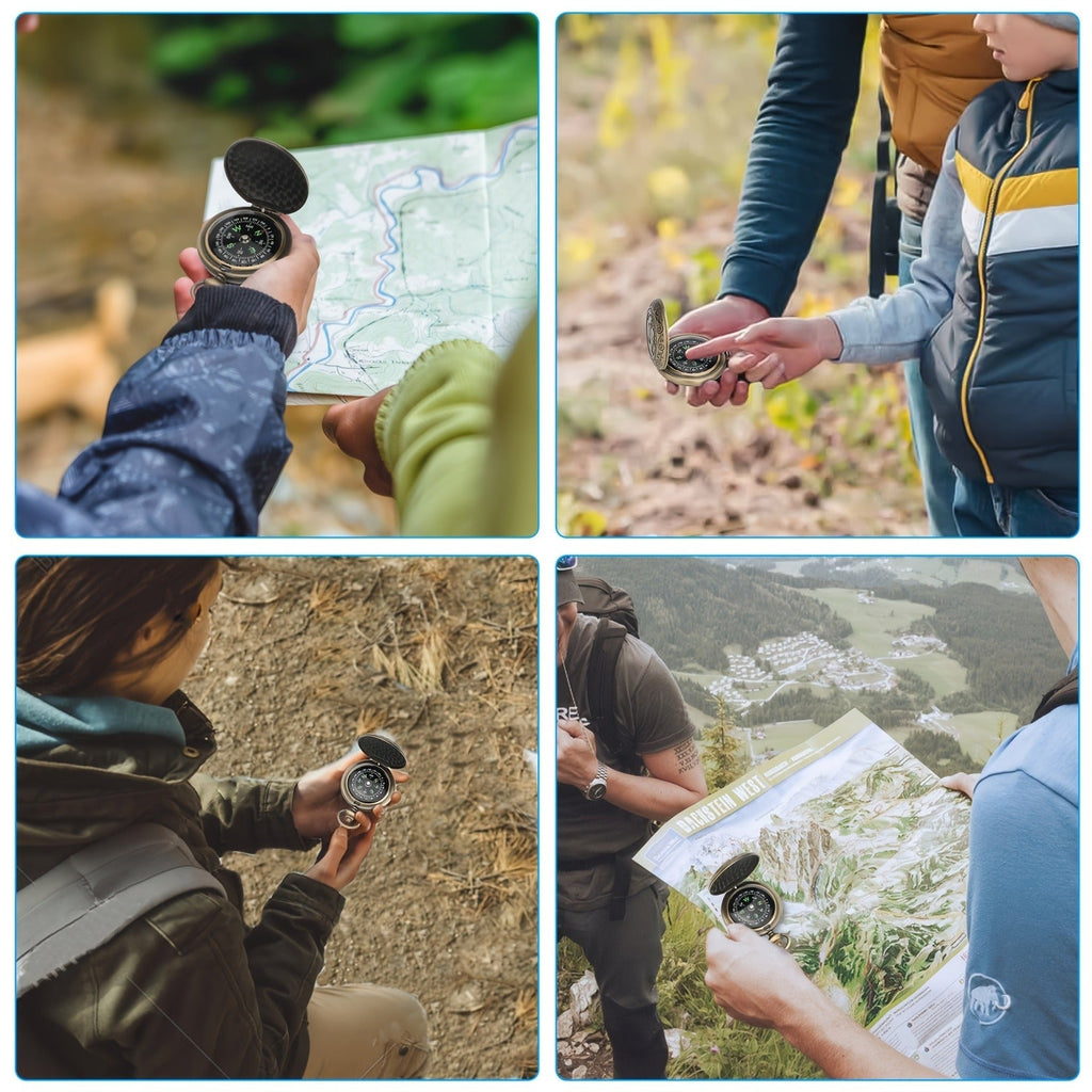 Space-saving Outdoor Navigation Tool for Hiking, Camping, Mountaineering & Adventures, Christmas Gift for Outdoor Enthusiasts | Vintage Pocket Compass Luminous - product image 6