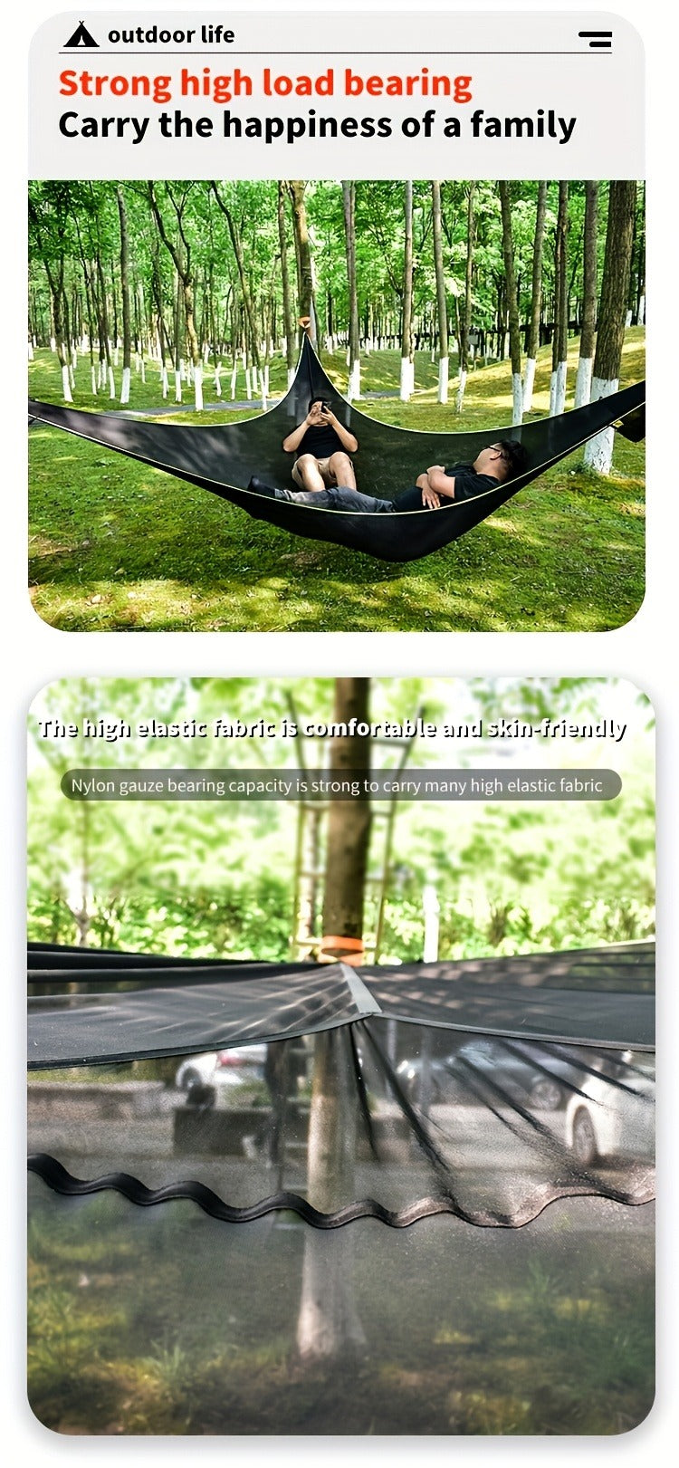 Outdoor Triangle Hammock Multi-Person – Sturdy Hanging Hammock for Adults & Kids – Large Aerial Tree Tent, Mesh Swing Camping Hammock for Backyard, Camping - product image 11