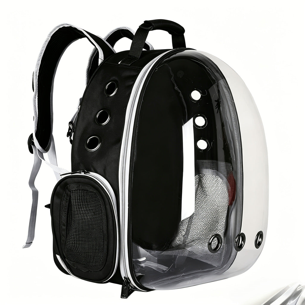Carry-along Double Shoulder Bag with Bubble Window, Breathable Featherlight Travel Backpack for Pets, Hands-Free Cat Carrier Bag, Black | Space Capsule Pet - product image 5