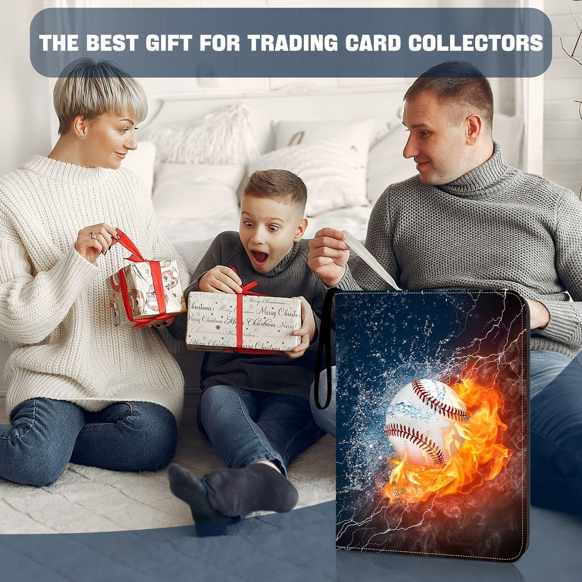 Trading Card Binder 900 Card Slots 9-Pocket 50 Pages PU Waterproof Zipper Closure 3-Ring D-Ring Removable Sheets for Baseball Football Basketball TCG MTG - product image 5