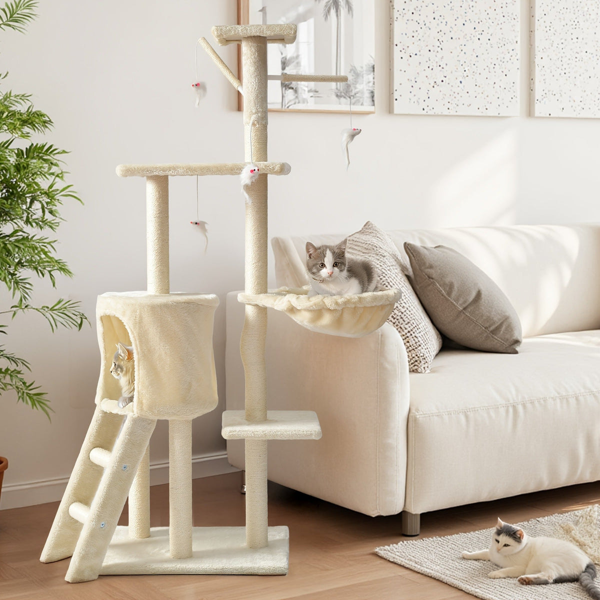 Cat Tree Tower Multi-Level with Cat Bed, Condo & Sisal Scratching Post – 3 or 4 Tier Indoor Cat Tree for Large Cats, Kitten & Senior Cats, Sleek Cat Furniture - product image 15
