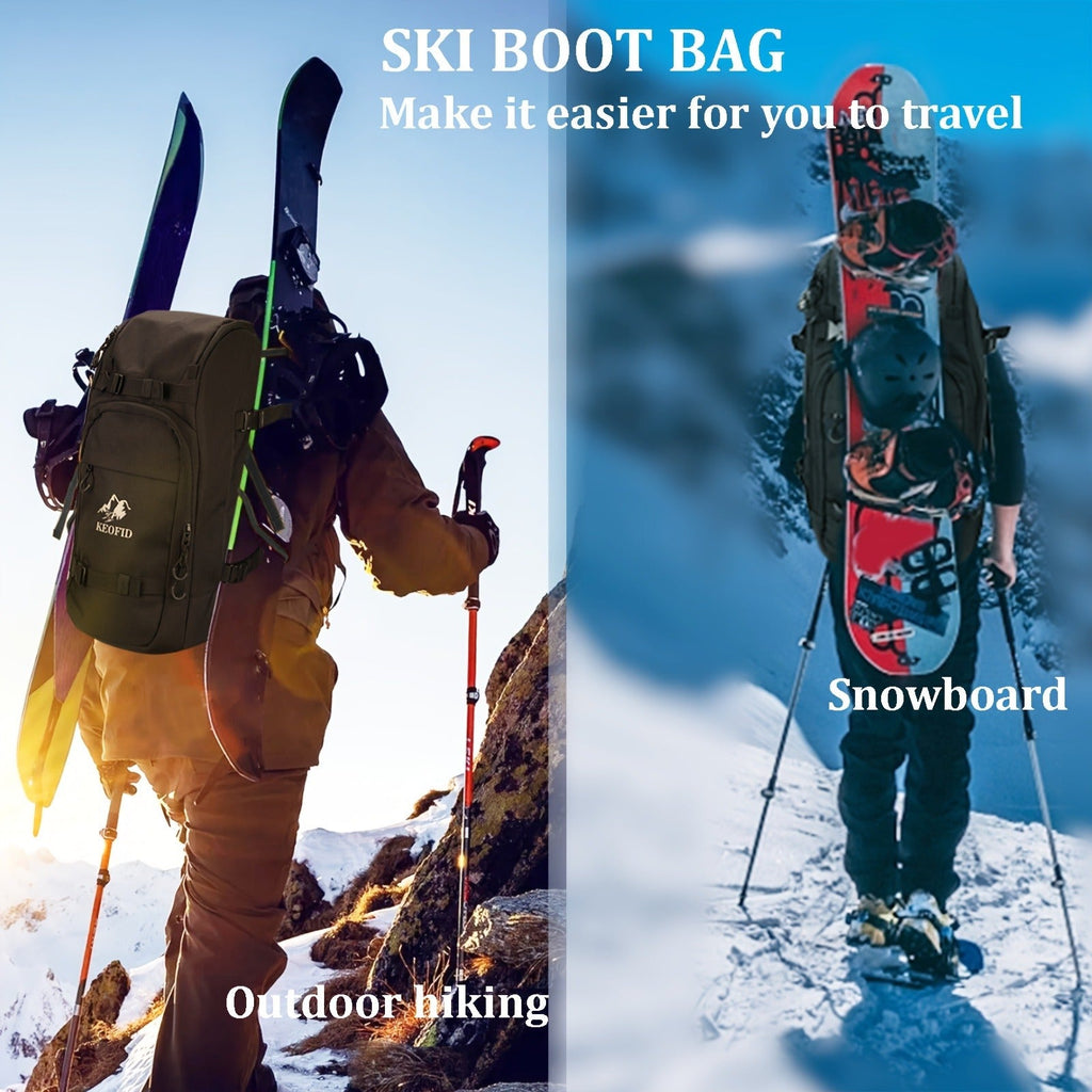 Ski Boot Bag Snowboard Backpack 40-50L Large Capacity Snow Gear Bag for Skiing Helmet Goggles Gloves Snowboard Accessories Winter Sports Equipment Bag Black - product image 7