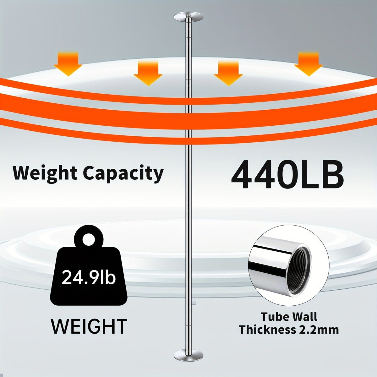 Spinning & Static Modes, Height Adjustable, Portable for Home Studio Club – Professional Dance Pole 45mm - product image 9