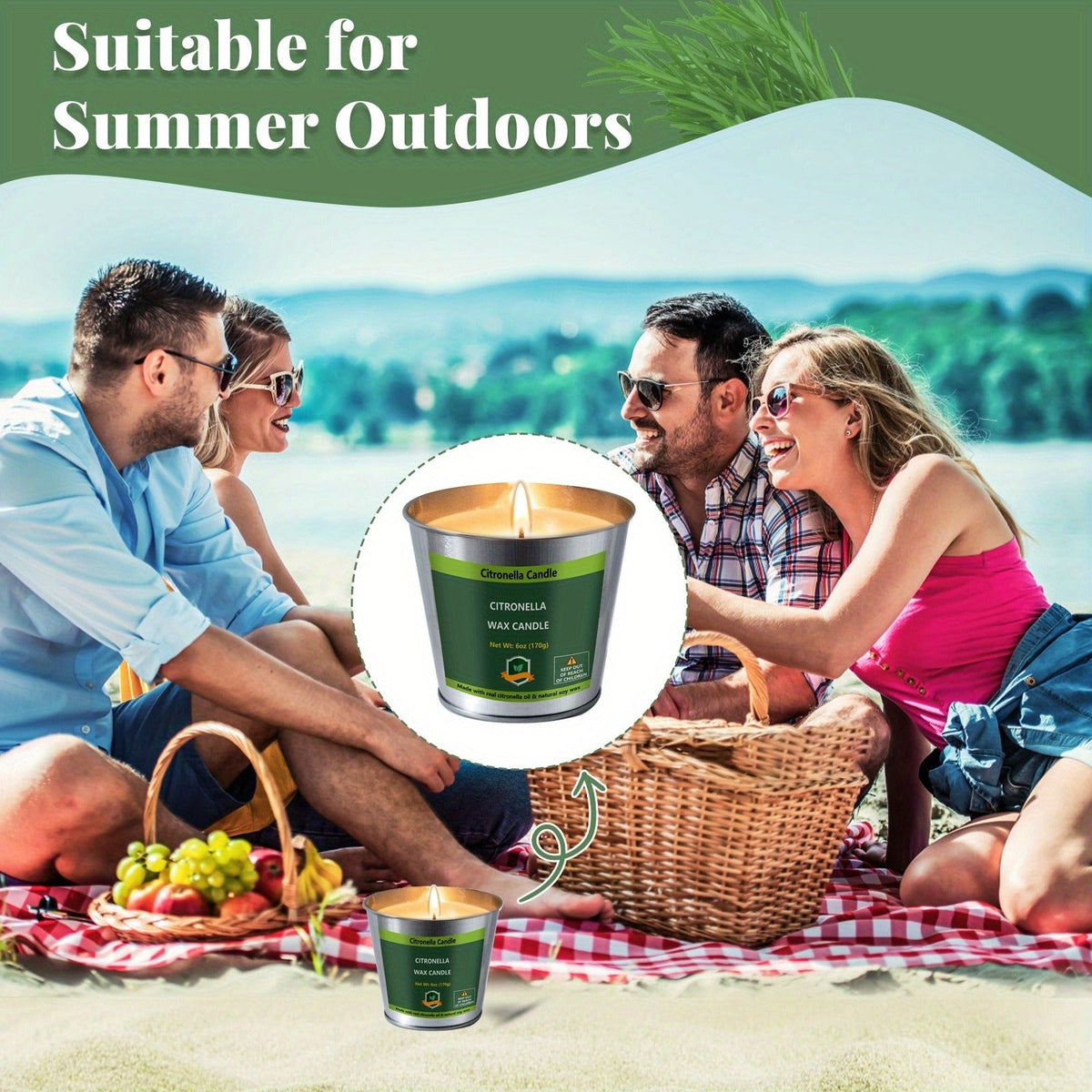 Citronella Candles Set 4 Pack Outdoor Indoor Bug Repellent Candles for Patio BBQ Garden Yard Camping Party Deck Holiday Gift Fall Candles Mosquito Repellent - product image 7