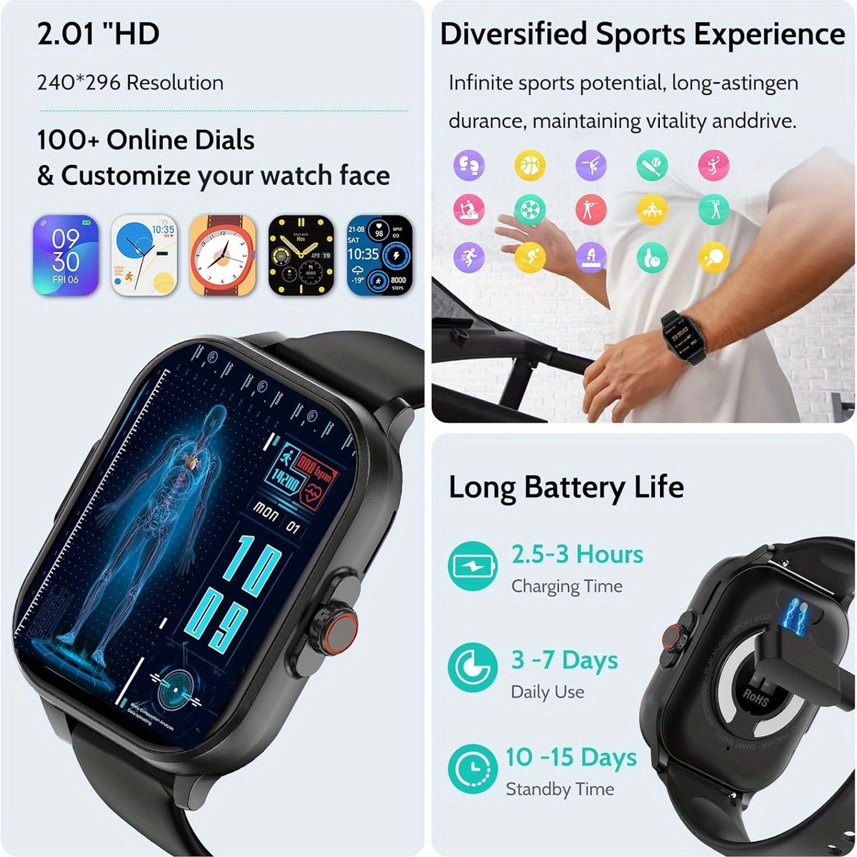 Smartwatch Bluetooth 5.1 Calling 2.01 Inch Display Multi Sport Modes for Everyday Use - product image 7