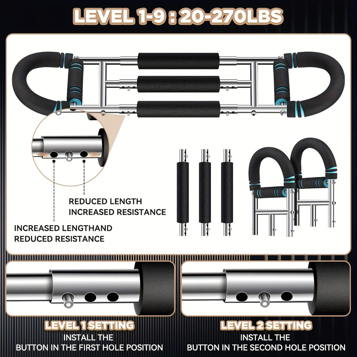 Adjustable Arm & Tricep Trainer – Spring Chest Expander Bar - product image 9