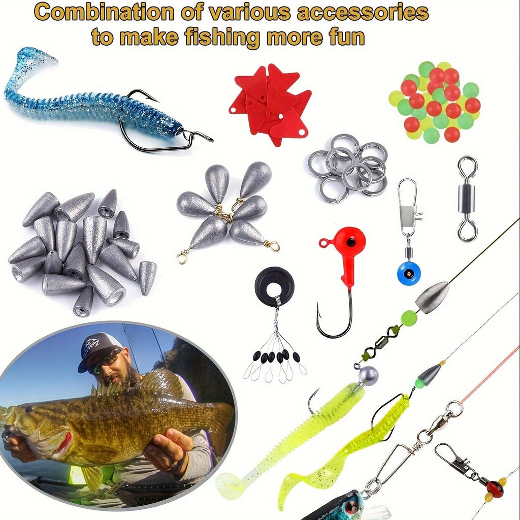 Fishing Accessories Kit 228 Piece Complete Fishing Set with Tackle Box Hooks Sinkers Swivels Lures Essential Gear for Freshwater Saltwater Anglers Gift for Men - product image 6