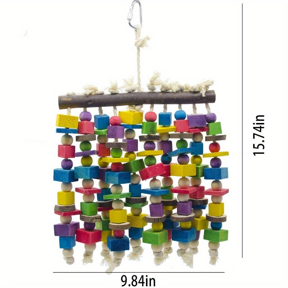 Multicolored Foraging Shredding Toy for Large Parrots & Birds – Bird Parrot Chewing Toy Large Natural Wooden Blocks Tearing Toy 15.7"x9.8" for Macaws Cockatoos - product image 6