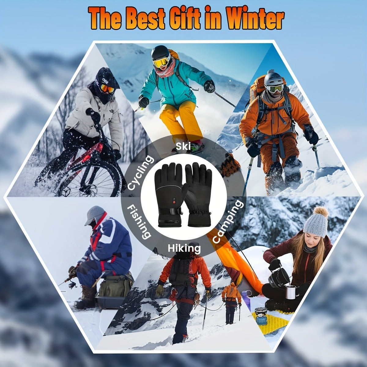 Rechargeable Heated Gloves 2x5000mAh | 3-Speed Temperature Control, Touchscreen Fingertips, Thermal Winter Gloves for Men & Women, Skiing, Hunting, Fishing - product image 8