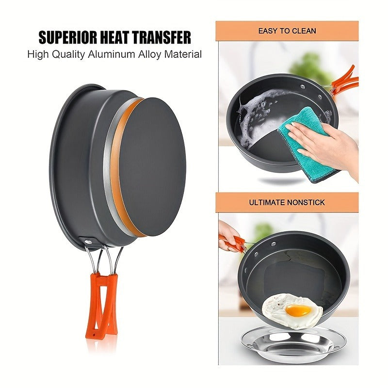 Camping Cookware Set for 2-3 People – Frying Pan – Carry-along Aluminum Outdoor Cooking Kit with Pot – Kettle & Cutlery – Featherlight Foldable Camp Kitchen - product image 8