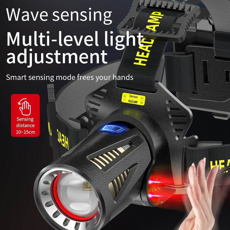 XHP360 Rechargeable Headlamp 3 Modes Sensor 90° Tilt Power Bank Type-C 3x18650 Zoomable Head Torch for Fishing Camping Hiking - product image 9