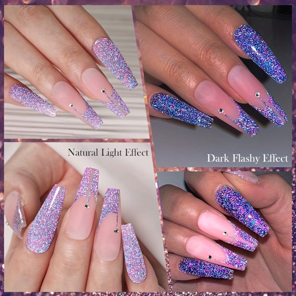 Reflective Glitter Line Gel Nail Art Set LILYCUTE Sparkling Stripe 3pcs 5ml Each - Ultra-Thin Pull Line Drawing Graffiti Gel Polish LED UV Cured DIY Home Manicure for Women - product image 9