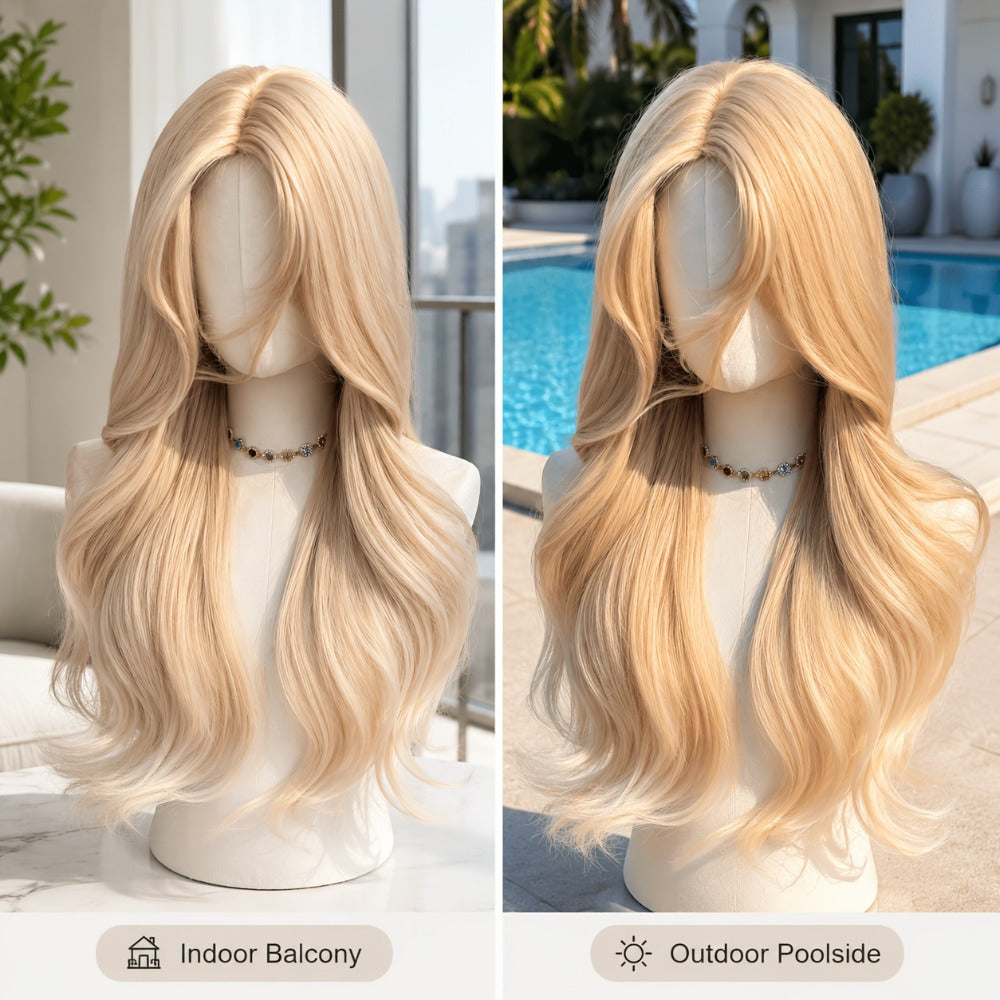 Heat Resistant Synthetic Wig Long 24 Inch 6 Colors Dark Brown Ivory Light Golden for Women Daily Wear Party Holiday Beginner Friendly Natural Look - product image 10