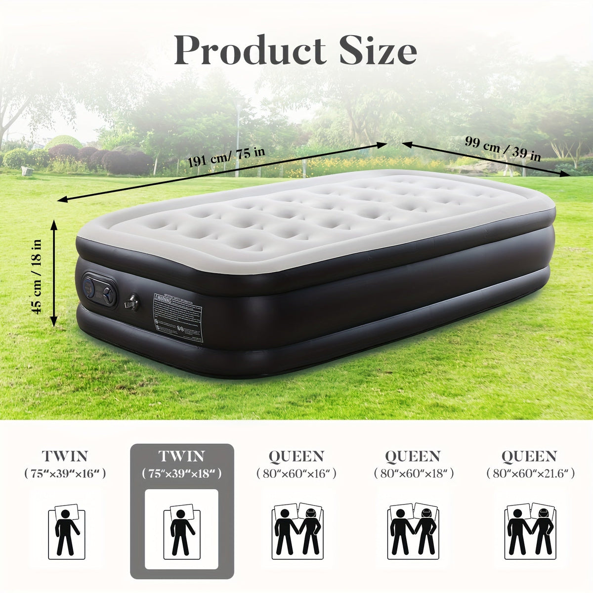Camping Air Mattress with High-Capacity Pump – Anti-Deformation Honeycomb PVC Construction, Soft Flocking Top for Comfort, Outdoor Inflatable Sleeping Pad for Tent Camping Backpacking Adults