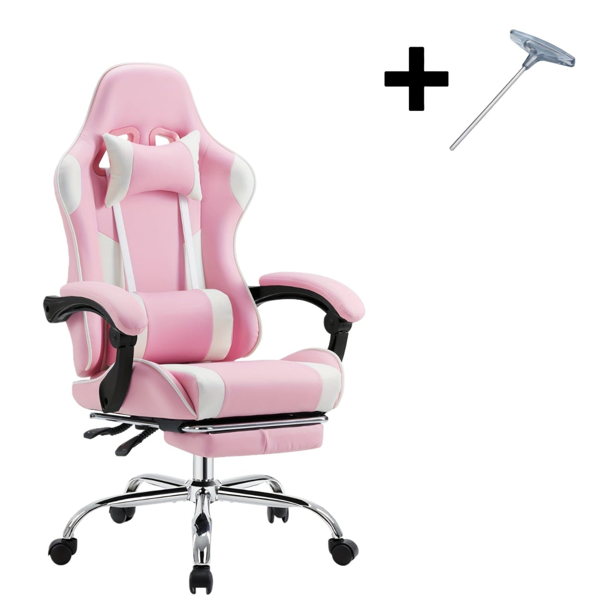 Esports Racing Style Computer Office Chair with Footrest for Home Office Desk Work Study – Ergonomic Gaming Chair with Rotating Armrest Lumbar Support & Headrest