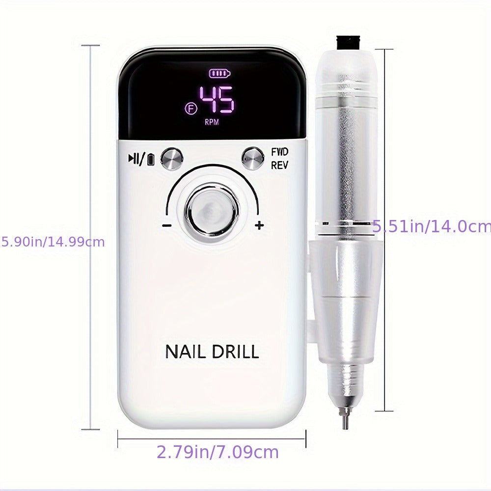 45000RPM Electric Nail Drill Machine Rechargeable Cordless with LCD Display Professional Nail File Drill for Acrylic Gel Nails Cuticle Removal Manicure Pedicure Polisher Home Salon - product image 5