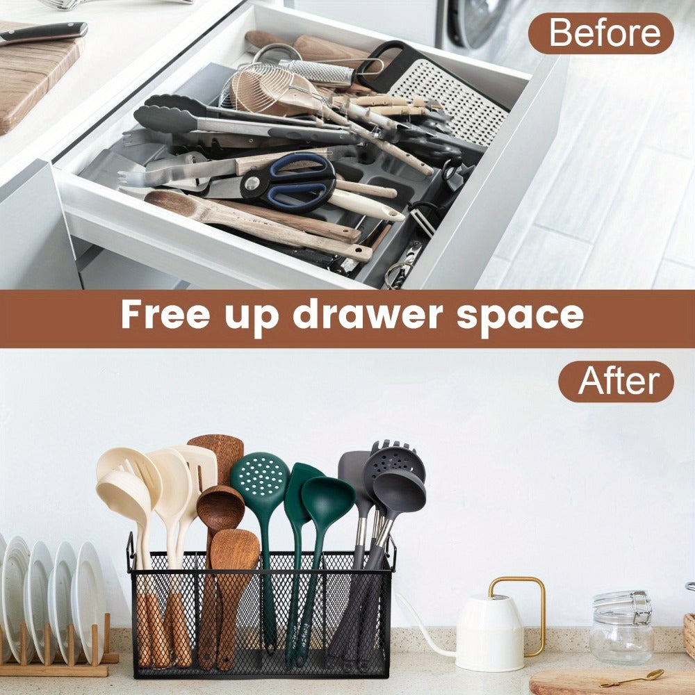 Kitchen Utensil Holder 4-Compartment Diatomaceous Earth Base Organizer - product image 7