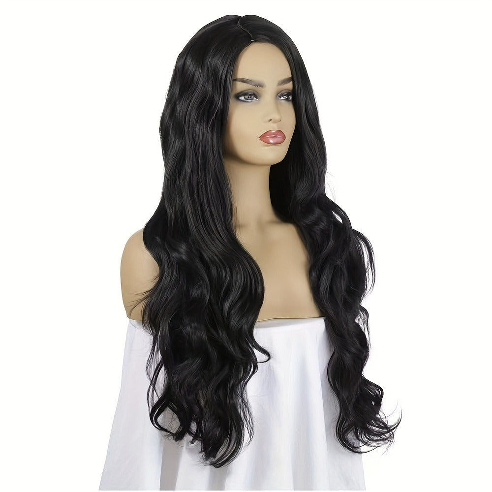 Headband Wig Curly Hair 28 Inch Long Wavy Big Wave Dark Brown Black Synthetic Heat Resistant | Fluffy Pompadour Party Wedding Cosplay Slip On Women Wig - product image 7