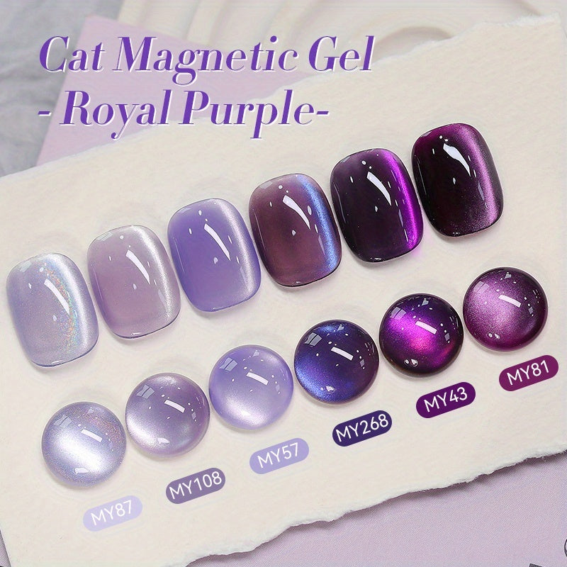 Cat Eye Gel Nail Polish Set 6 Colors Purple – Magnetic Soak Off UV LED Gel Polish 10ml Each, Ultra-Bright Cat Eye Effect, Long Lasting 30 Days, Nail Art Gel for Women Salon Home DI - product image