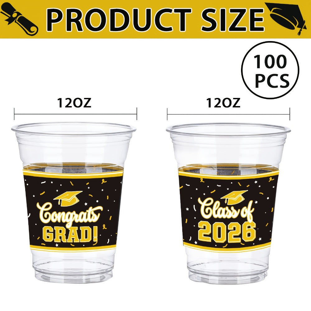 2026 Graduation Party Cups in Black Red Blue Green Purple Maroon for Graduation Ceremony, Reception, Celebration & School Color Party Drinkware Bulk - product image 2
