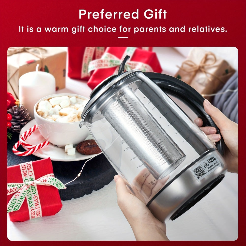 Electric Tea Kettle with 9 Temperature Control Presets – 1.7L Borosilicate Glass Kettle, 1200W, Removable Infuser, 2-Hour Keep Warm, Stainless Steel Hot Water & Tea Pot for Home &  - product image 3