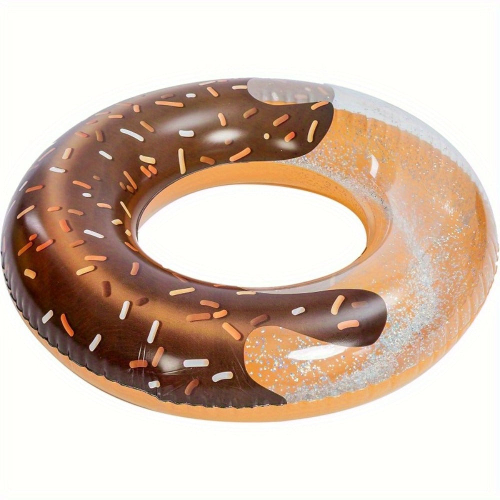 Glitter Donut Pool Float 3 Pack 32.5 Inch Inflatable Swim Ring Set | Strawberry Chocolate Mint Pool Tubes for Summer Pool Party, Birthday Decoration, Kids Teens & Adults