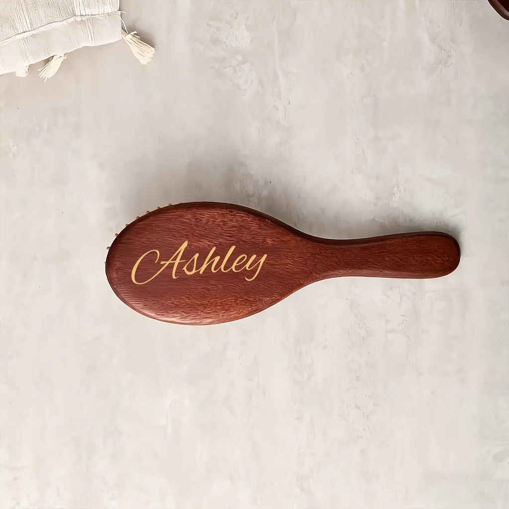 Personalized Engraved Wooden Hair Brush Custom Name - Handmade Bridesmaid Wedding Gift Mother's Day Teacher's Day Valentine's Day Gift for Women Round Square - product image 10